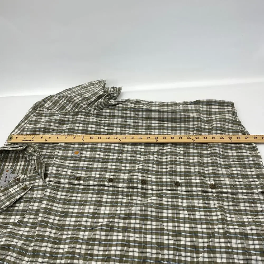 CARHARTT Mens Shirt Size XL Plaid Relaxed Fit Button-Up Short Sleeve Cotton Top